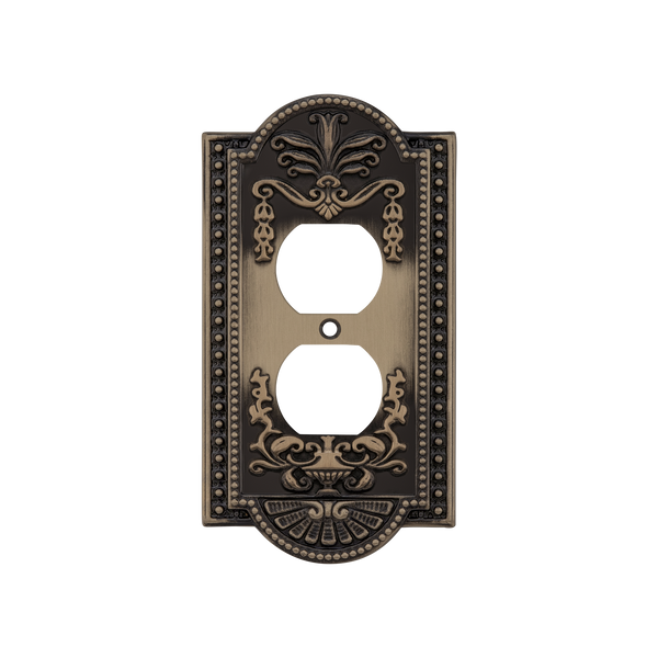 Meadows Switch Plate with outlet in Antique Brass